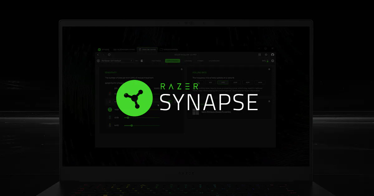 Official Razer Synapse product image with the Synapse device settings interface