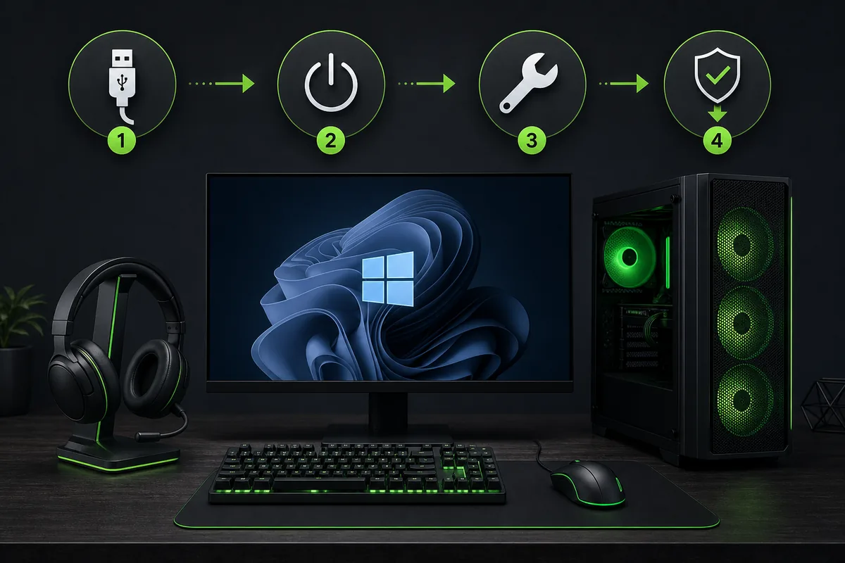 Troubleshooting flow for Razer Synapse device detection and app repair